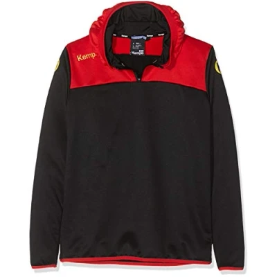 Afbeelding van Kempa Emotion 2.0 Hoody met 1 4 Rits Kind Zwart Rood Geel Maat 128
