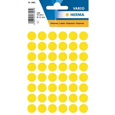 Afbeelding van Herma 1861 Etiket Rond 12mm Geel