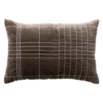 Afbeelding van Dutch Decor SELAH Sierkussen 40x60 cm velvet subtiel ruitpatroon Charcoal Gray antraciet