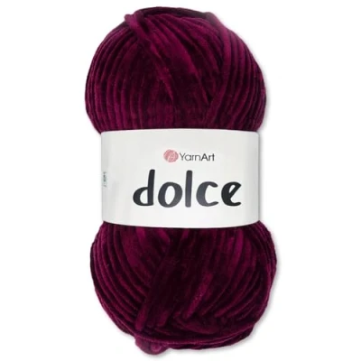 Afbeelding van Frida&#039;s Wollhaus YarnArt Dolce Bolletje Chenille breiwol, haak en amigurumi garen, 100 g, 64 kleuren, 780 bordeauxrood