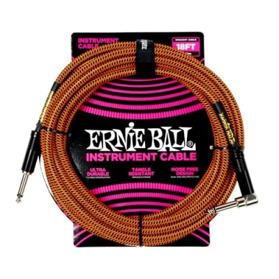 Image de Ernie Ball Câble tressé pour instrument droit/coudé 5,5 m Pumpkin Pie