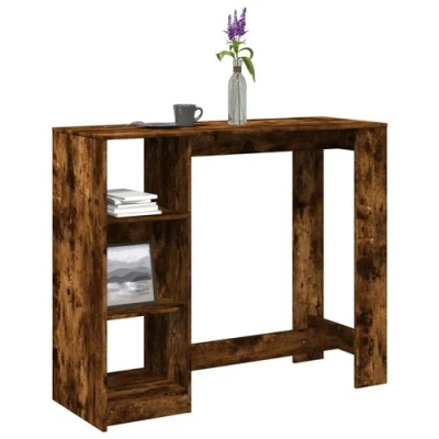 Image de vidaXL Table de bar avec étagère chêne fumé bois d&#039;ingénierie854395