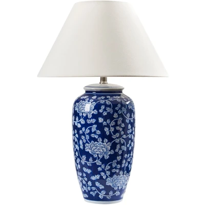 Afbeelding van ANGELES Tafellamp Wit/Blauw Porselein/Linnen