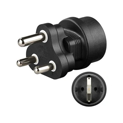 Afbeelding van Goobay 95412 reisadapter voor Zuid Afrika / reisstekker geaard stopcontact naar stekker (type M) netadapter zwart