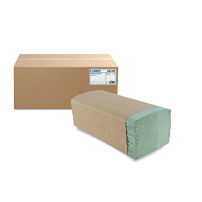 Afbeelding van Funny papieren handdoek, ZZ vouw, 25 x 23 cm, 1 laag, groen, 5000 vellen, pak (1 stuk)
