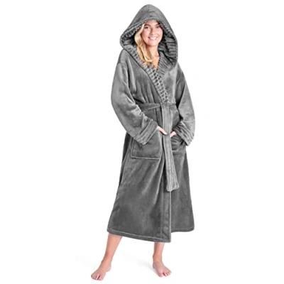 Afbeelding van CityComfort Dames Winterbadjas van zacht fleece S XL, Antraciet