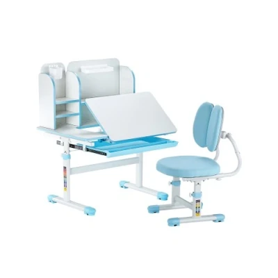 Image de VEVOR Ensemble chaise et bureau pour enfants hauteur réglable inclinable bleu