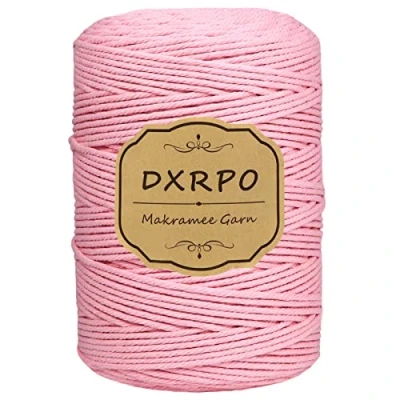 Afbeelding van DXRPO macramétouw, 3 mm x 300 m, 4 laags, natuurlijk katoen, voor macramé gordijn, knutselen, wanddecoratie, slaapkamerdecoratie en decoratie bruiloft, bohemien (rood)