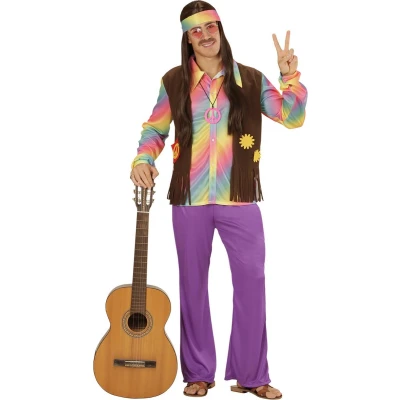 Afbeelding van Widmann Hippie Kostuum Comeback Man Multicolor Maat 128 Carnavalskleding Verkleedkleding