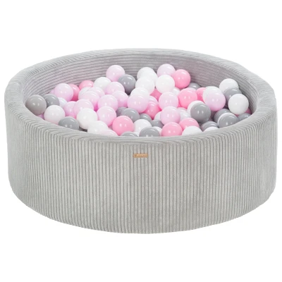 Afbeelding van ballenbad, corduroy, 300 ronde ballen, diameter 90 cm (zwembadkleur: grijs/wit, grijs, roze, pastel)
