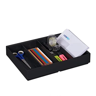 Afbeelding van Relaxdays bureau organizer bamboe stapelbaar brievenbak diverse designs postbak D