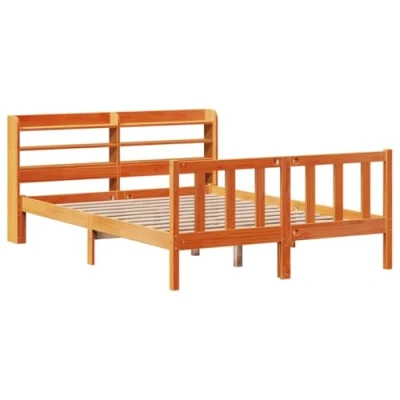 Afbeelding van vidaXL Bedframe met hoofdbord massief grenenhout wasbruin 120x190 cm
