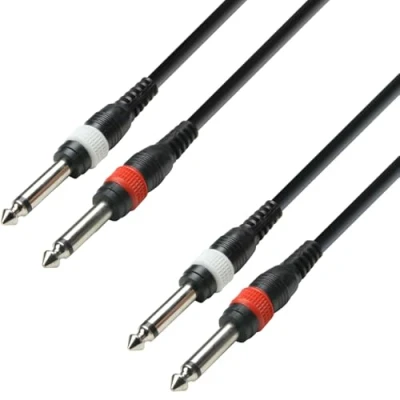 Afbeelding van Adam Hall K3TPP0300 Instrumenten Aansluitkabel [2x Jackplug male 6,3 mm (mono) 2x (mono)] 3 m Zwart