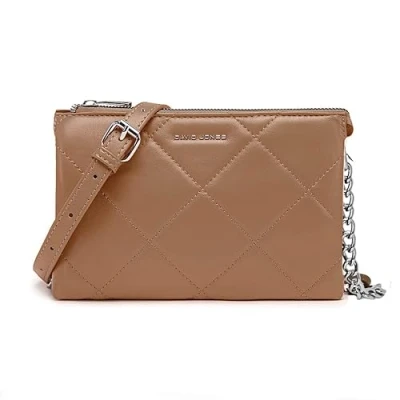 Afbeelding van David Jones Kleine Schoudertas voor dames Gewatteerde kunstleren kettingtas Handtas Avondtas Telefoon Elegante Mode Clutch City, Oude Roos, Elegant