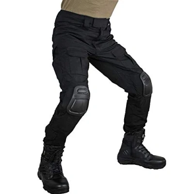 Afbeelding van zuoxiangru Multicam tactiekbroek voor heren Multi pockets Militaire camouflage Outdoor Airsoft Combat jachtbroek met kniebeschermers, Zwart, 44