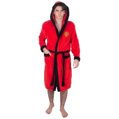 Afbeelding van Manchester United fleece badjas voor heren met capuchon, Rood