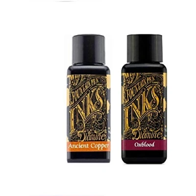 Afbeelding van Diamine Set van 2 vulpennen 30 ml bloedrood en antiek koper