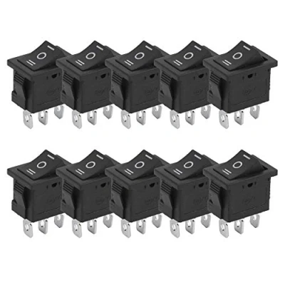 Afbeelding van Elprico tuimelschakelaar, 10 stuks, mini KCD1, 3 pins, posities, vierkant, boot, aan /uitschakelaar voor huishoudelijke apparaten