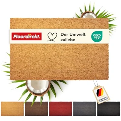 Afbeelding van Floordirekt paillasson pour l&#039;intérieur et l&#039;extérieur, 60 x 90 cm, naturel, en coco, paillasson, (24 mm)