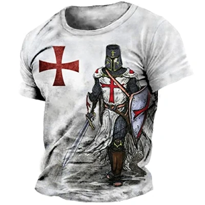 Afbeelding van DWANDA Heren 3D Tempelier Ridder T shirt met korte mouwen en ronde hals, #4