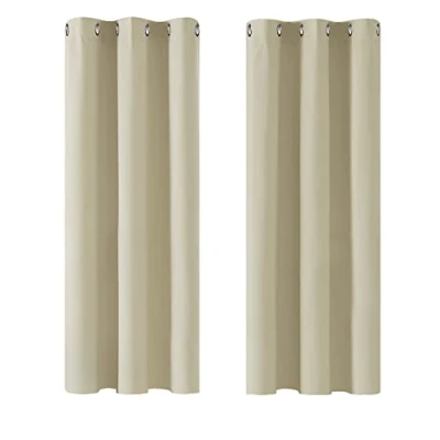 Afbeelding van Deconovo Set van 2 decoratieve verduisteringsgordijnen met oogjes, thermische isolatie, voor woonkamer, beige, 106 x 137 cm