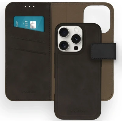 Afbeelding van imoshion Hoesje Geschikt voor iPhone 16 Pro Met Pasjeshouder Uitneembare 2 in 1 Luxe Bookcase Zwart