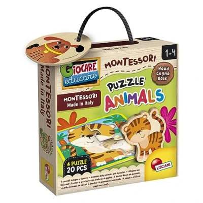 Afbeelding van Lisciani 96848 MONTESSORI LEGNO PUZZEL BABY DIEREN (20 onderdelen)