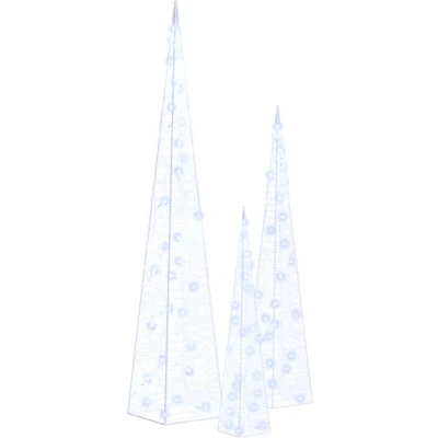 Afbeelding van Lichtkegelset decoratief LED 30/45/60 cm acryl blauw