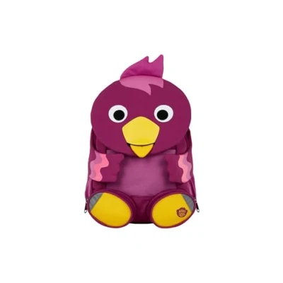 Afbeelding van Affenzahn Kleine kinderrugzak 1 tot 3 jaar van gerecyclede flessen groene kikker (afz nes 001 014) maat 25 cm, Paarse vogel, Eén