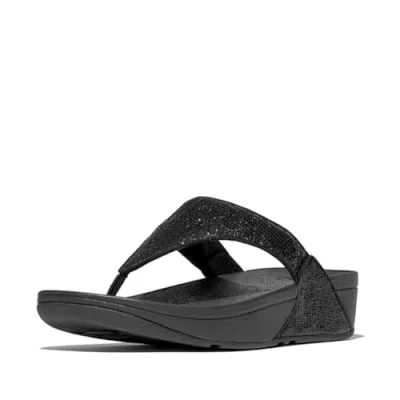 Afbeelding van Fitflop Sandales Lulu froissées scintillantes pour femme, noir métallique, 38 EU