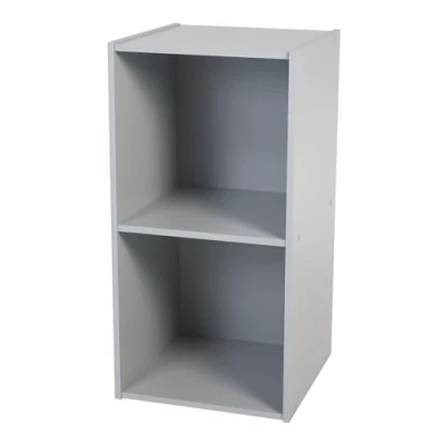 Afbeelding van Kindermeubilair, boekenkast, Speelgoedorganisator, 2 vaste planken, Multifunctioneel, ontwerp, kinderkamer, kamer, School Kinderkubusplank KCX grijs