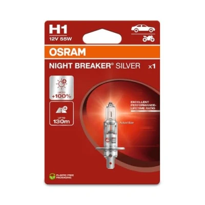 Image de OSRAM NIGHT BREAKER® SILVER, H1, lampe de phare halogène, blister simple (1 lampe)