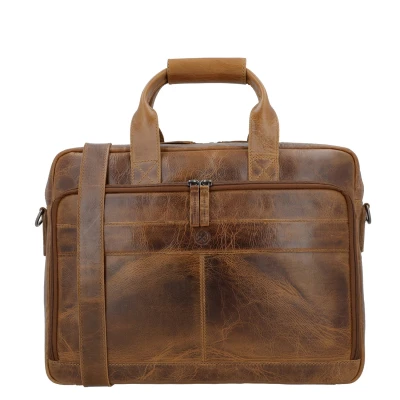 Afbeelding van Hide &amp; Stitches Next Navajo Laptoptas Bruin 100% Leer
