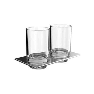 Afbeelding van Emco Art dubbele glashouder inclusief glazen van helder kristalglas 11,5 x 19,4 10,1 cm, chroom