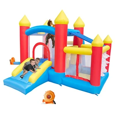 Afbeelding van Ballsea opblaasbaar kasteel met blazer, voor binnen en buiten, kinderen van 3 tot 8 jaar, beste vakantie/verjaardagscadeau kinderen, 312 x 272 200 cm