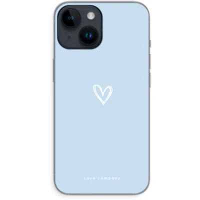 Afbeelding van Case Company® hoesje geschikt voor iPhone 14 Klein Hart Blauw Soft Cover Telefoonhoesje Bescherming aan alle Kanten en Schermrand