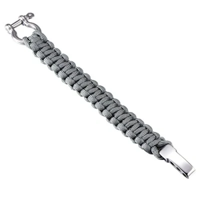 Afbeelding van DonDon Paracord survivalarmband voor heren, gevlochten armband met roestvrijstalen sluiting, Gelegeerd staal