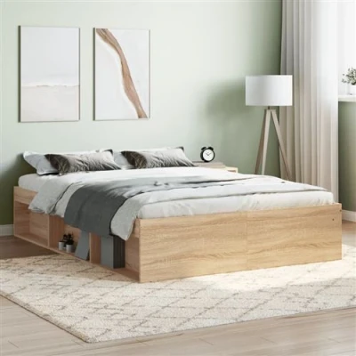 Afbeelding van vidaXL Bedframe sonoma eikenkleurig 135x190 cm Double