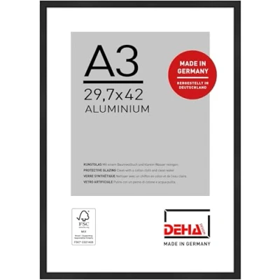 Afbeelding van DEHA Design Fotolijst Boston, 29,7x42 cm (A3), Geanodiseerd mat zwart