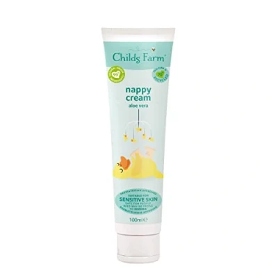 Afbeelding van Childs Farm Babyluiercrème, 100 ml, aloë vera, geschikt voor pasgeborenen met een droge, gevoelige en eczeemgevoelige huid