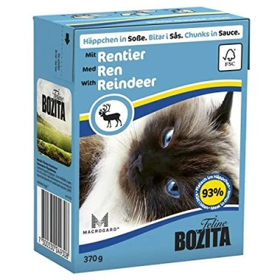 Afbeelding van 6x370g stukjes in Saus met Rendier Bozita Kattenvoer