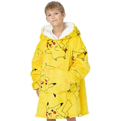 Afbeelding van Pokémon Kids oversized Pikachu of Pokeball Sherpa fleece hoodie, één maat, Geel.