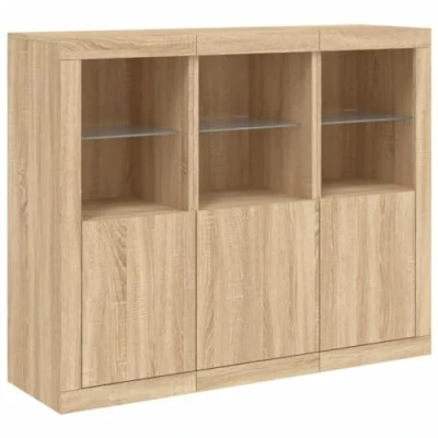 Afbeelding van vidaXL Dressoirs met LED verlichting 3 st bewerkt hout sonoma eiken