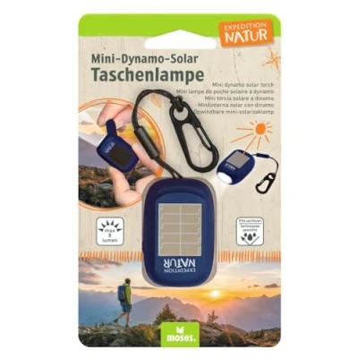 Afbeelding van moses. Expedition Natur Mini Dynamo Solar zaklamp voor kinderen met zwengel en zonnepaneel, zwengelzaklamp 3 heldere leds polsband