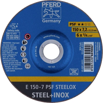 Afbeelding van PFERD 62015640 E 150 7 PSF STEELOX Afbraamschijf gebogen Diameter mm Boordiameter 22.23 RVS, Staal 10 stuk(s)