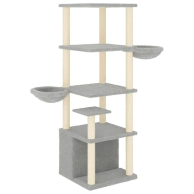 Afbeelding van vidaXL Kattenmeubel met sisal krabpalen 147 cm lichtgrijs