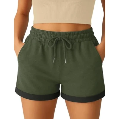 Afbeelding van Smith &amp; Solo Zomershorts voor dames, ideaal sport, hardlopen en training, Khaki (stad)