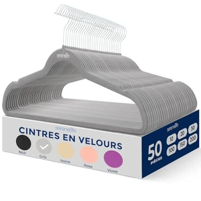 Afbeelding van SereneLife Kleerhangers, Fluwelen Hangers, Antislip Zware Duurzame Kledinghangers Set 50Stuks, Duurzaam met 360 Draaihaak