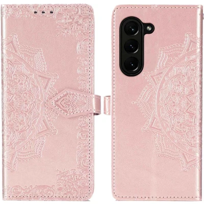Afbeelding van imoshion Hoesje Geschikt voor Samsung Galaxy Z Fold 6 Met Pasjeshouder Mandala Bookcase Rosé Goud