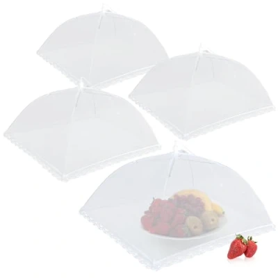 Afbeelding van COM FOUR® 4 x vliegenkappen voor levensmiddelen, vliegenbeschermers fruit, vliegenbescherming en vliegenbescherming, 44 cm (04 stuks, wit)